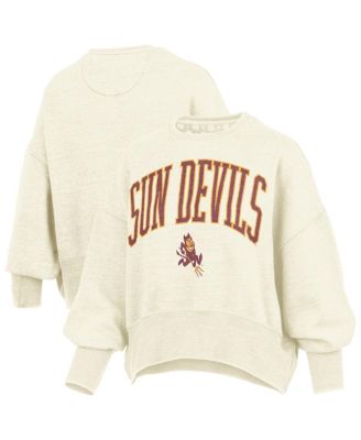 Pressbox - Women's Natural Arizona State Sun Devils Oversized Waist-Length Crewneck Sweatshirt
