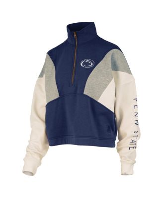 Women's Navy Penn State Nittany Lions Ferrara Color Block Quarter-Zip Sweatshirt