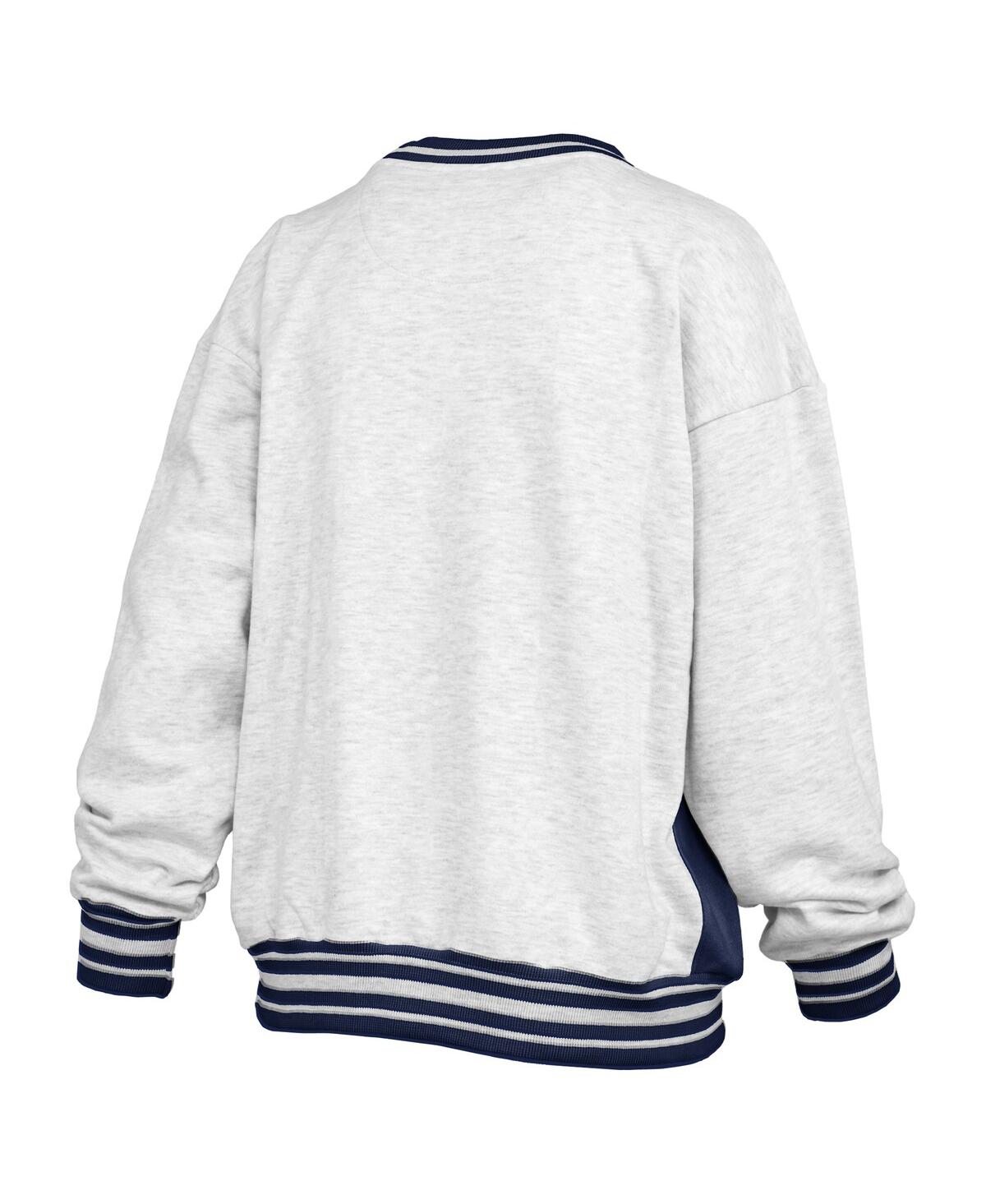 Pressbox Women's Heather Gray/navy Penn State Nittany Lions Endzone Crewneck Sweatshirt In Multi