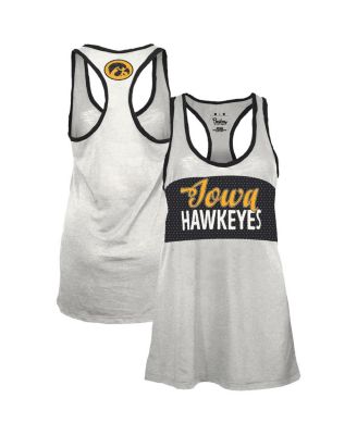 Pressbox - Women's White/Black Iowa Hawkeyes Tracy Racerback Burnout Tank Top