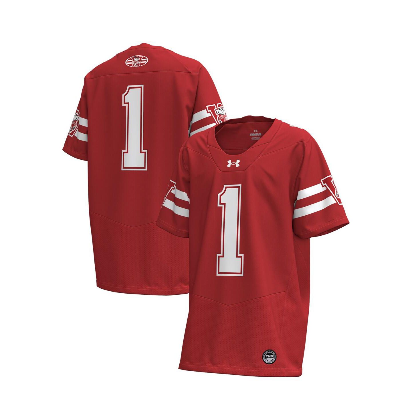 Детская игровая джерси Under Armour Wisconsin Badgers #1 1980 Throwback Replica, Red — фото 1