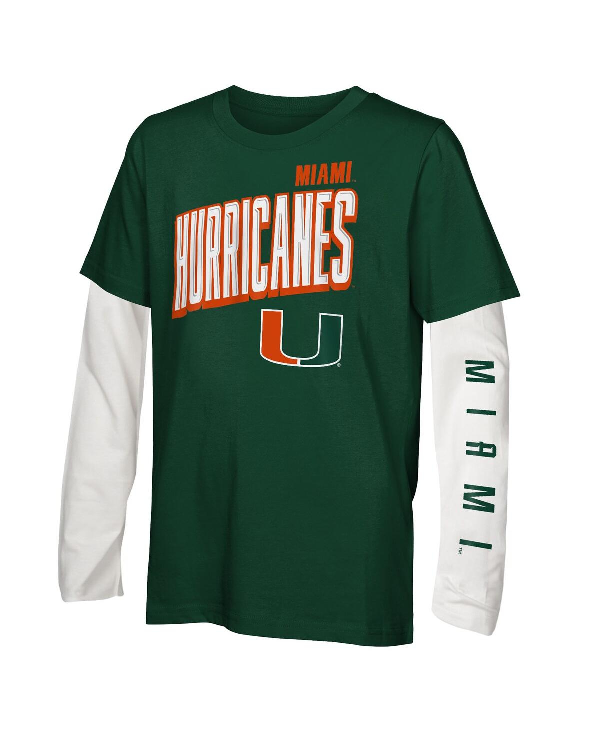 Outerstuff Preschool Miami Hurricanes Mix 3-in-1 Combo T-shirt Set In Green
