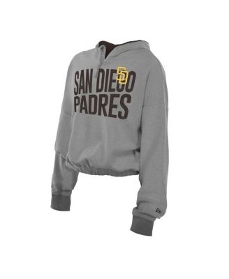 Men's Heather Gray San Diego Padres Reversed Out French Terry Quarter-Zip Banded Crop Hoodie