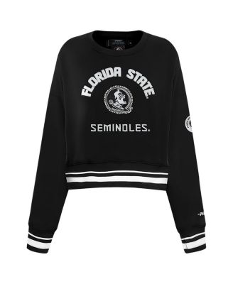 Women's Black Florida State Seminoles Cultivated-Pearl Cropped Pullover Sweatshirt