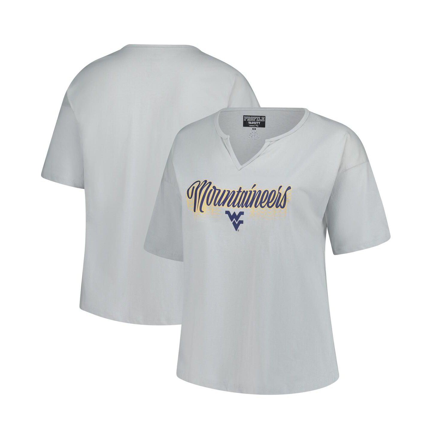 Женская футболка Fanatics Gray West Virginia Mountaineers Plus Size Winning Gear Notch Neck — фото 1