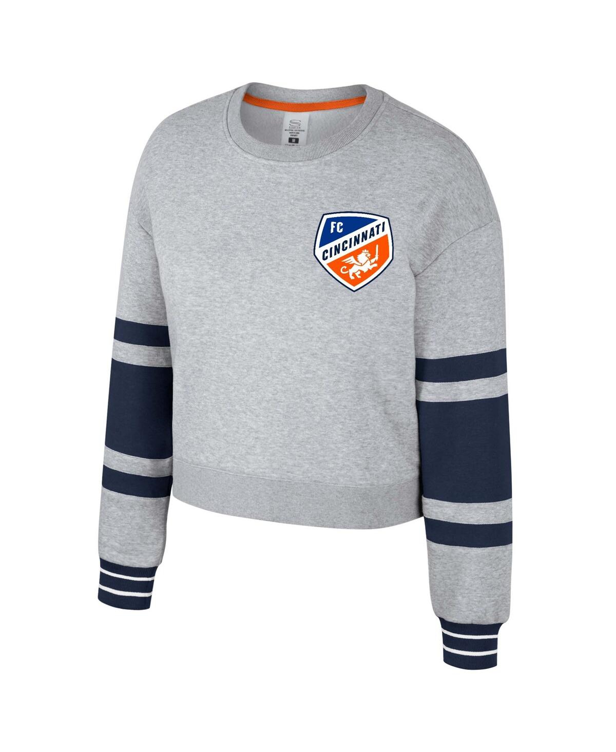 Stadium Essentials Women's Heather Gray Fc Cincinnati Scrimmage Cropped Pullover Sweatshirt In Gray