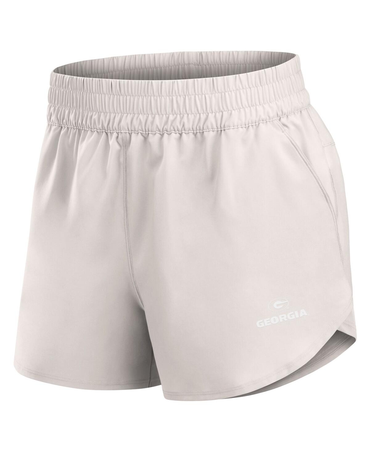 Fanatics Women's White Georgia Bulldogs Studio Woven Vibe Shorts In Gray