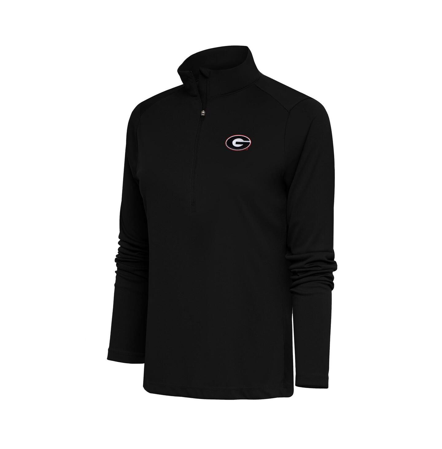Женская толстовка Antigua Black Georgia Bulldogs Tribute Half-Zip Pullover — фото 1