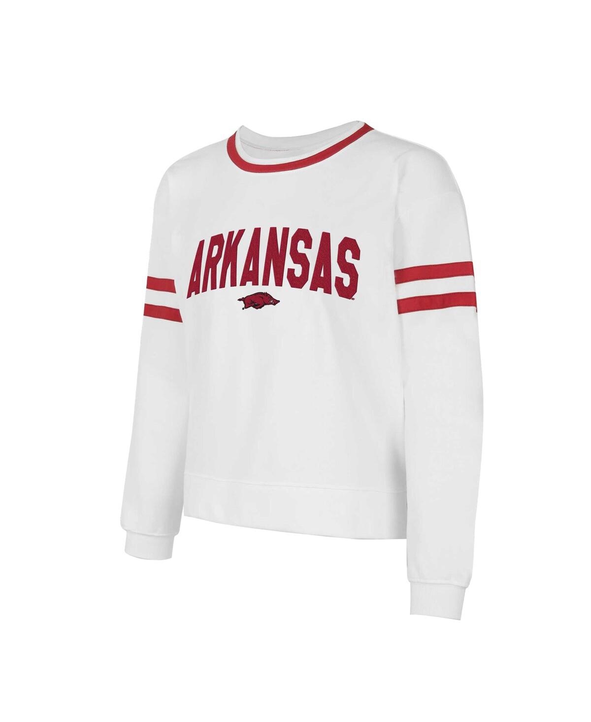 Concepts Sport Concept Sport Women's White Arkansas Razorbacks Borough French Terry Arch Over Long Sleeve Top In White