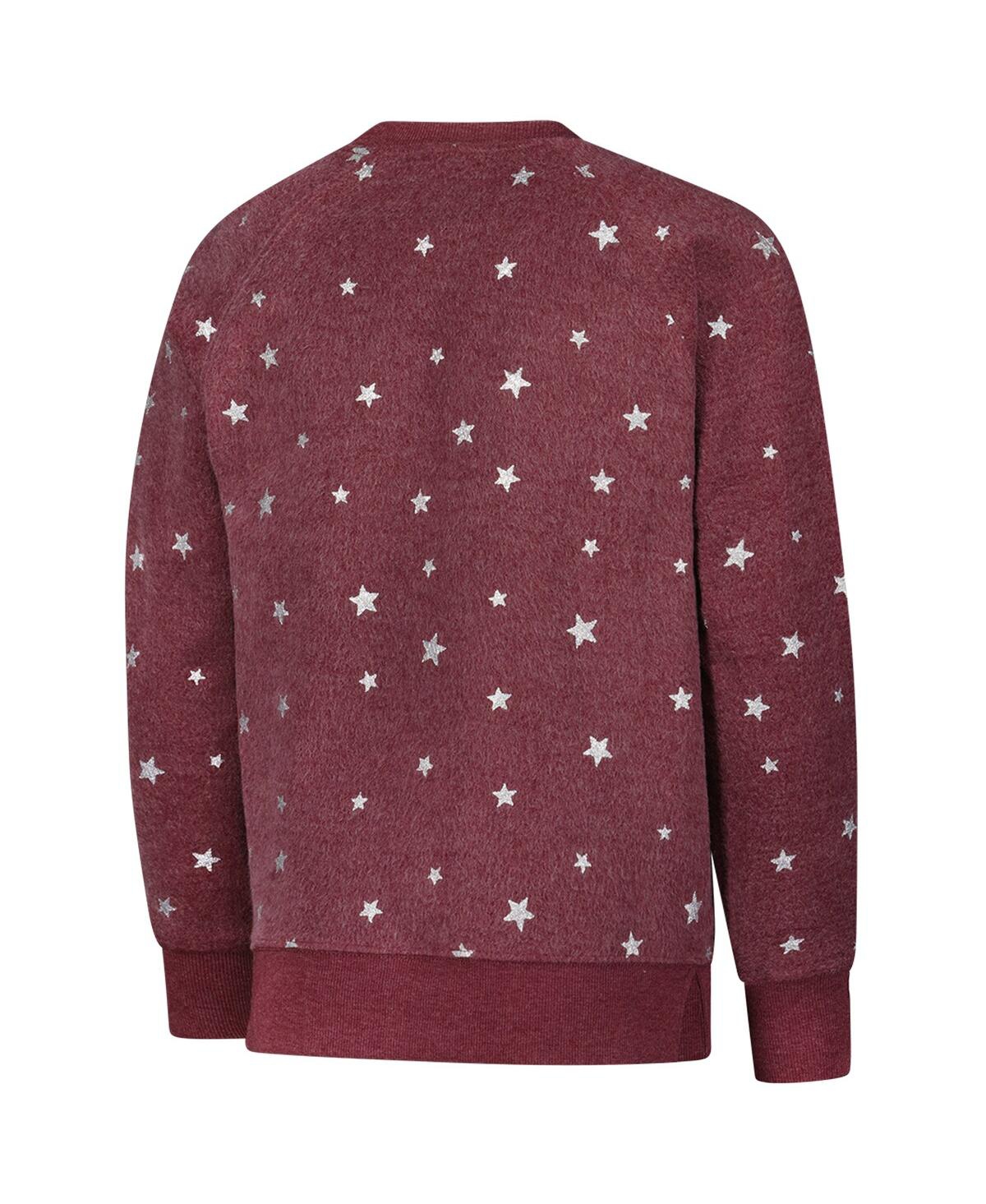 Wes & Willy Big Girls Garnet South Carolina Gamecocks Shimmer Star Reverse Sweatshirt In Burgundy