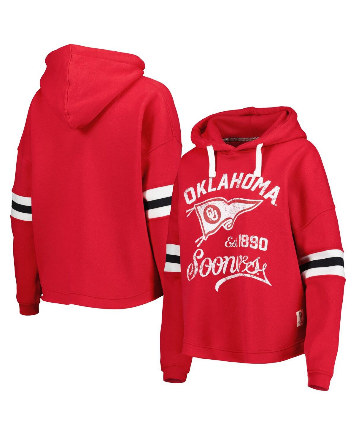 Pressbox Women's Crimson Oklahoma Sooners Super Pennant Pullover Hoodie In Multi