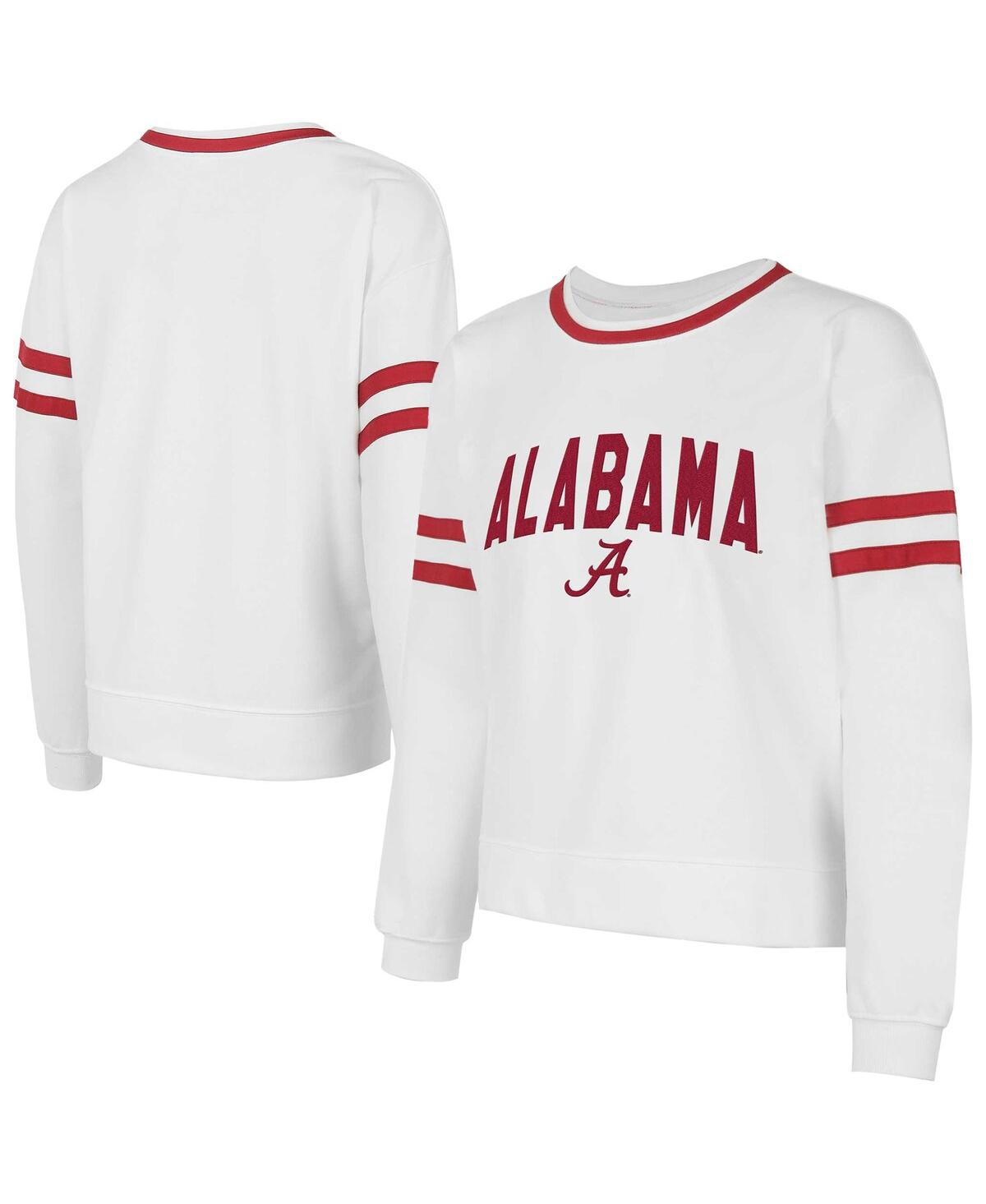 Concepts Sport Concept Sport Women's White Alabama Crimson Tide Borough French Terry Arch Over Long Sleeve Top In White