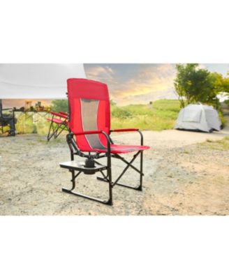Streamdale Red, heavy-duty oversized folding camping chair with side table & pocket