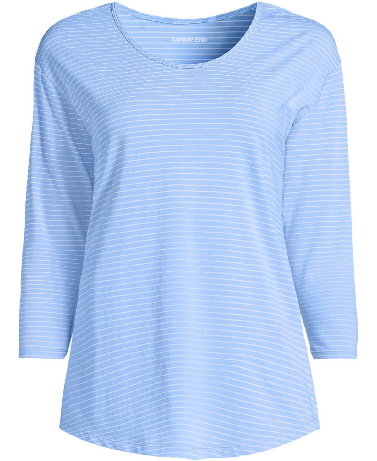 Lands' End Women's 3/4 Sleeve Lightweight Jersey Shirttail Tee