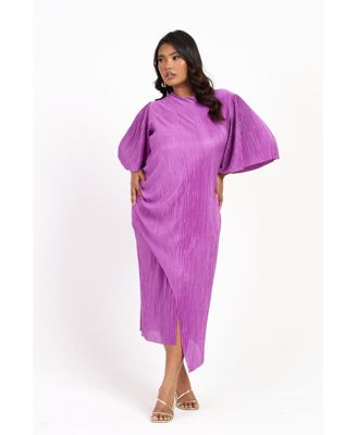 Women's FASHION-SZN Ruched Side Flutter Sleeve Midi Dress