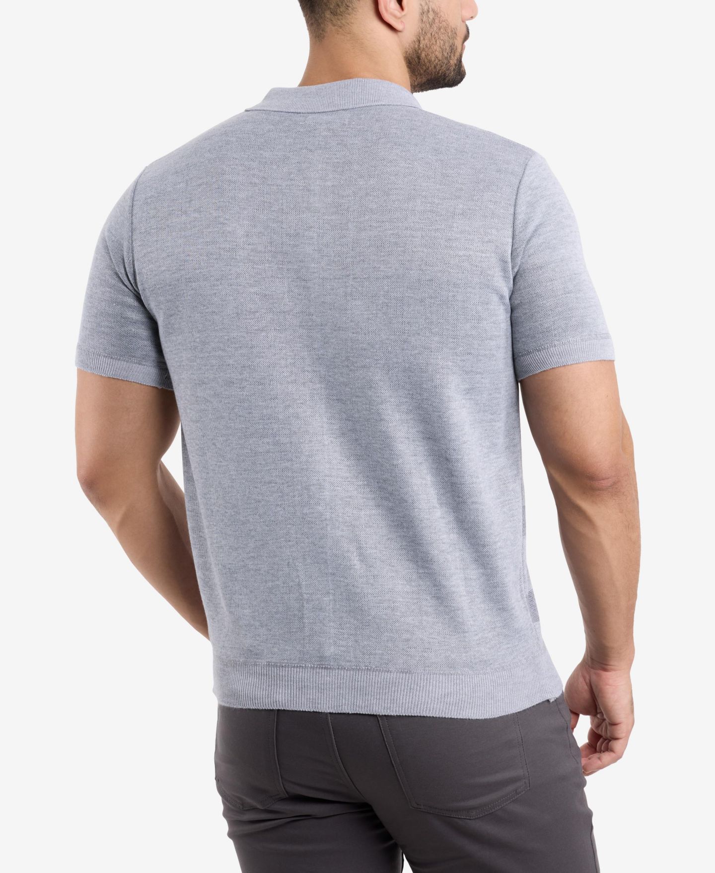 Мужской свитер SPRING + MERCER Button Down Short Sleeve, цвет: Серый — фото 2