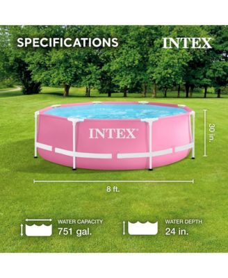 28290EH 8ft x 30in Round Metal Frame Above Ground Swimming Pool, Pink