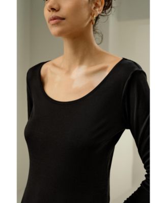 Women's Scoop-Neck Pure Silk Slim Fit Top