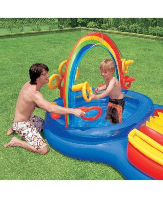 9.75ft x 6.3ft x 53in Rainbow Slide Kids Play Inflatable Pool Ring Center