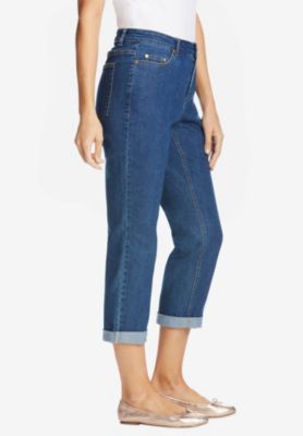 Plus Size Tall Stretch Denim Five-Pocket Girlfriend Jeans