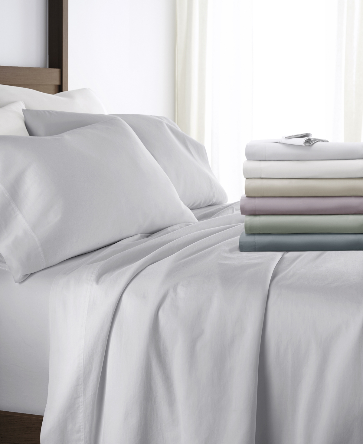 Ienjoy Home Long Staple 300-thread Count Cotton Solid 3-pc. Sheet Set, Twin In Gray