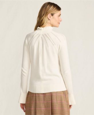 Women's Cotton Pointelle Turtleneck Sweater