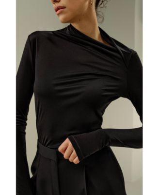 Women's Slim Fitted Silk Jersey Long Sleeve Top