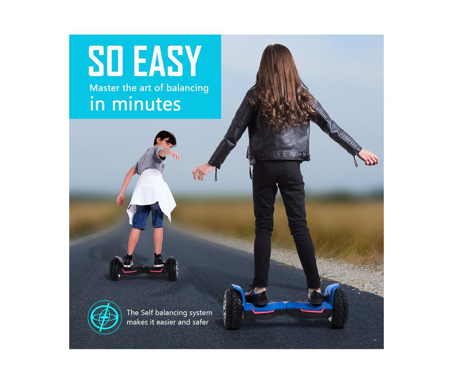 Детская игрушка Everyfun Warrior 8.5" All-Terrain Electric Balance Scooter with Music Speaker & LED Lights, Ages 8+ — фото 3