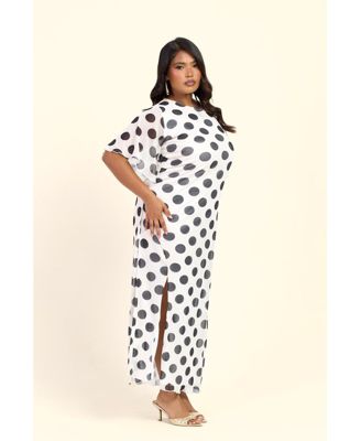 Women's Large Polka Dot Ruched Side Maxi Dress