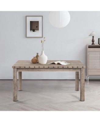 Farmhouse Dining Table Set for 4, Rustic Wooden Kitchen Table with Upholstered Bench & Chairs, Country Style Dinner Set