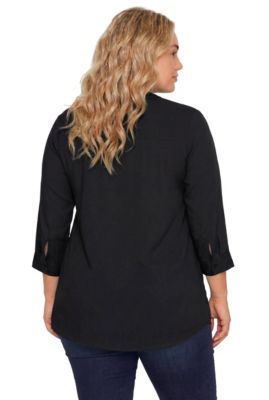 Women's Within Rayon 7-Day Three-Quarter Sleeve Tab-Front Tunic Top