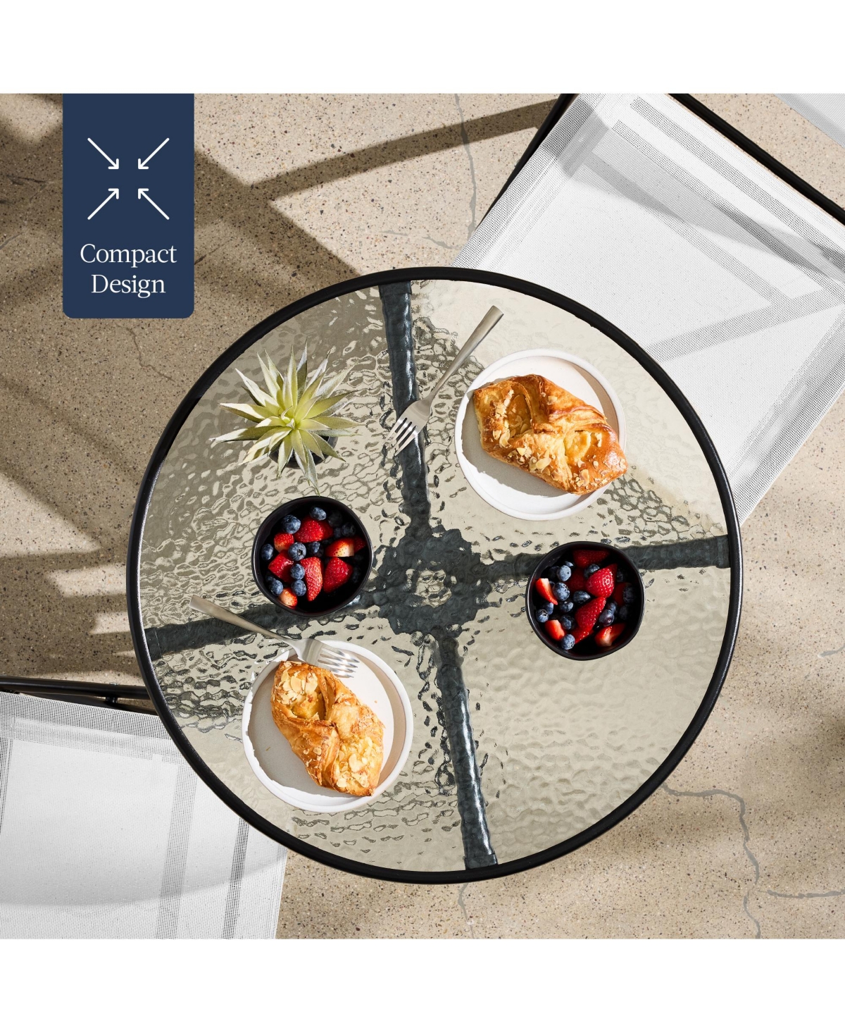 Best Choice Products 3-Piece Patio Bistro Dining Furniture Set w/ Round Textured Glass Tabletop, Folding Chairs