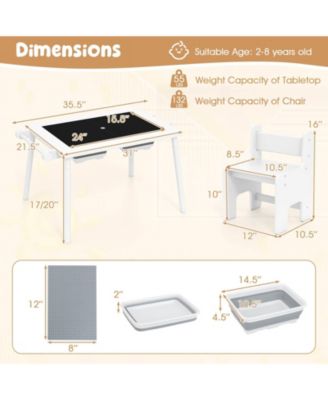 Sensory Table & Chair Set for Kids 2-8 with Foldable Bins for Sand/Water & Paper Beige