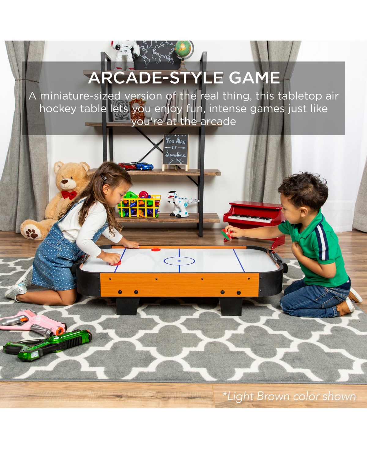 Best Choice Products 40in Air Hockey Arcade Table w/ 100V Motor, Electric Fan, 2 Strikers