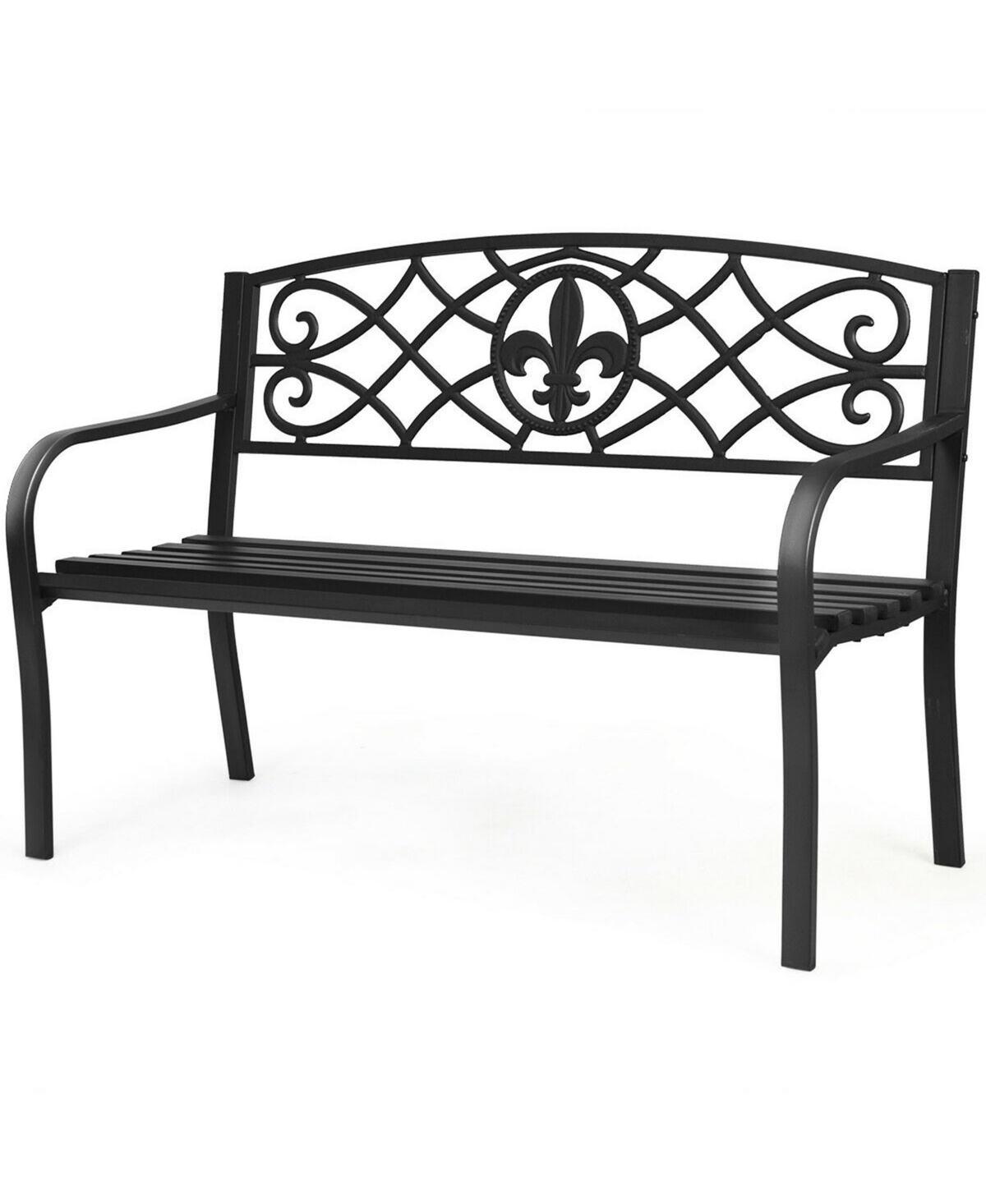 Gymax Garden Bench Loveseat Outdoor Garden Park w/ Steel Frame Backrest