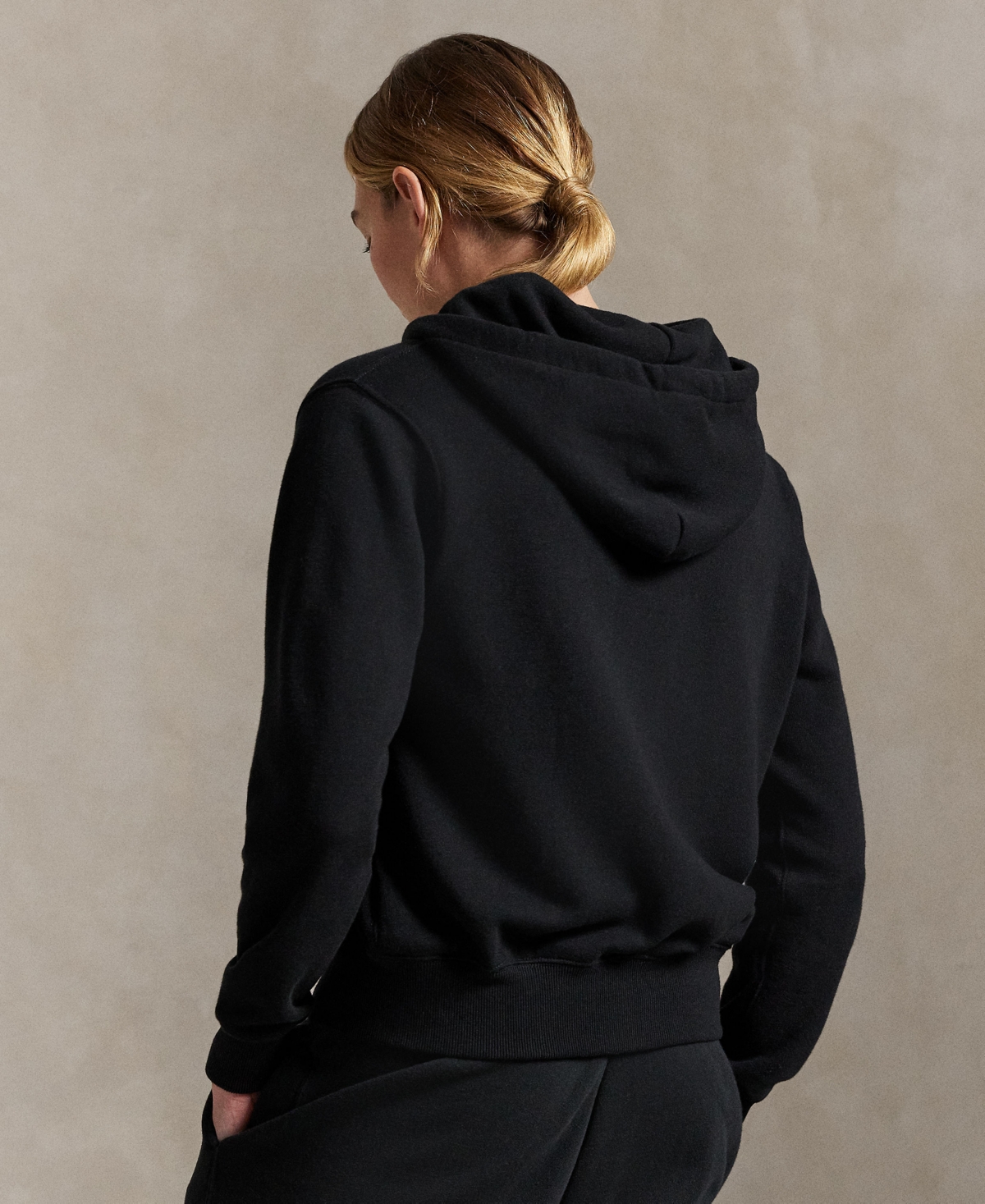 Polo Ralph Lauren Women's Big Pony Lightweight Fleece Zip Hoodie Sweatshirt In Black