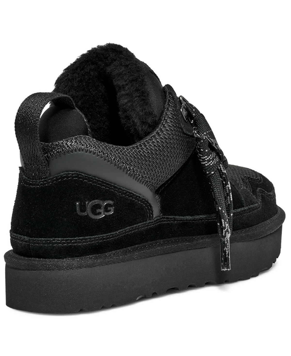 Ugg Low-top Leather And Textile Sneakers With Rubber Sole In Black