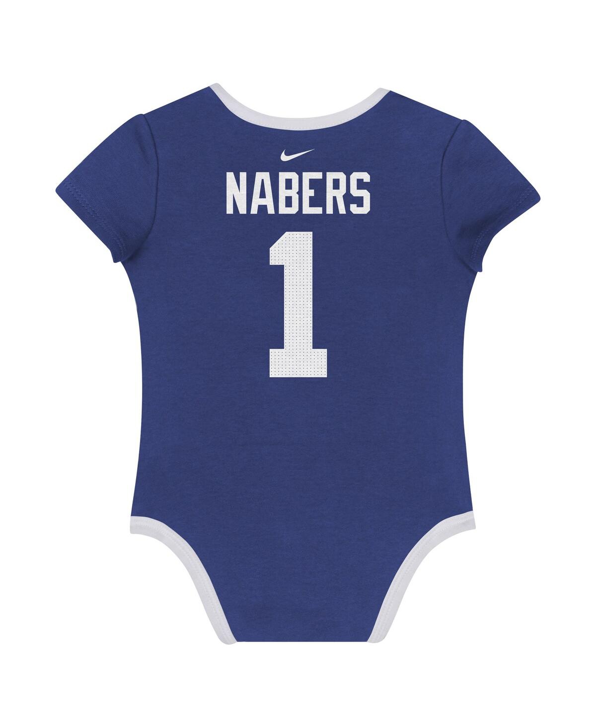 Nike Baby Boys And Girls 3-pack Malik Nabers New York Giants Name Number Bodysuit Set In Blue