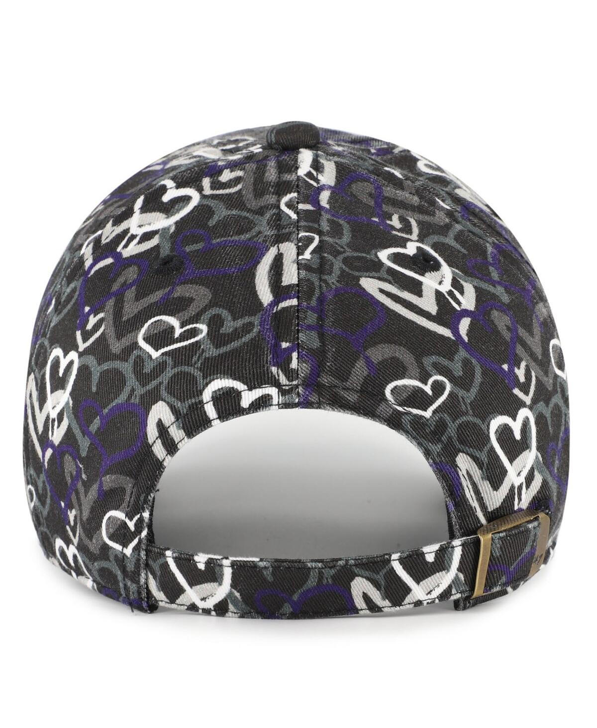 47 Brand Big Girls Black Baltimore Ravens Mural Clean Up Adjustable Hat In Black