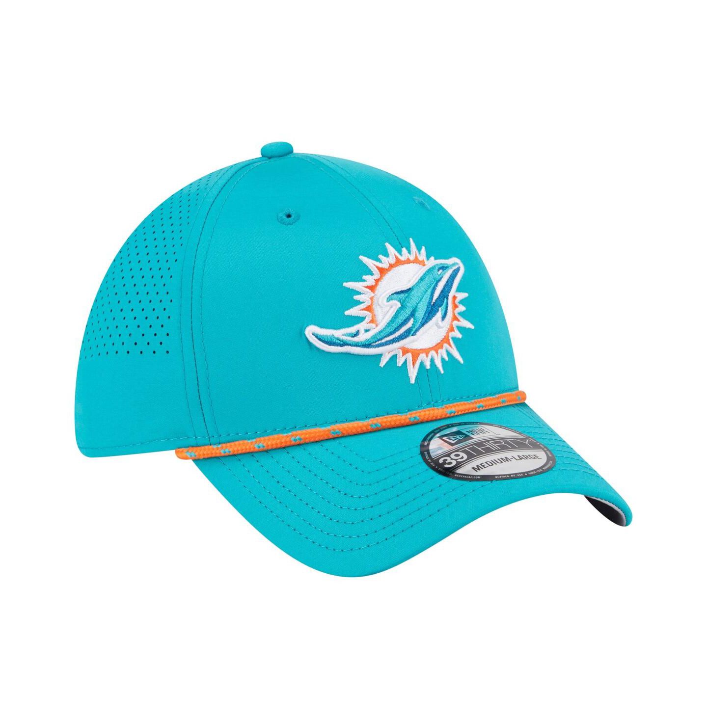 Мужская кепка New Era Aqua Miami Dolphins Perforated 39THIRTY Flex Hat — фото 4