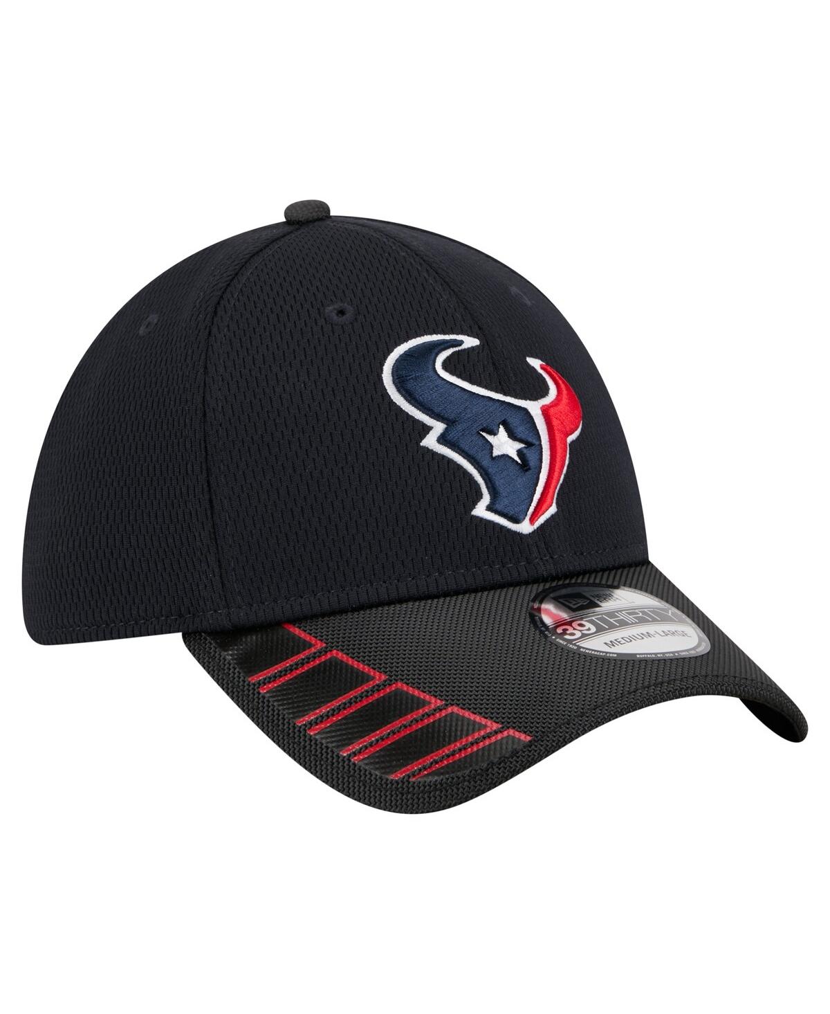 New Era Men's Navy Houston Texans Visor Hit 39thirty Flex Hat In Black