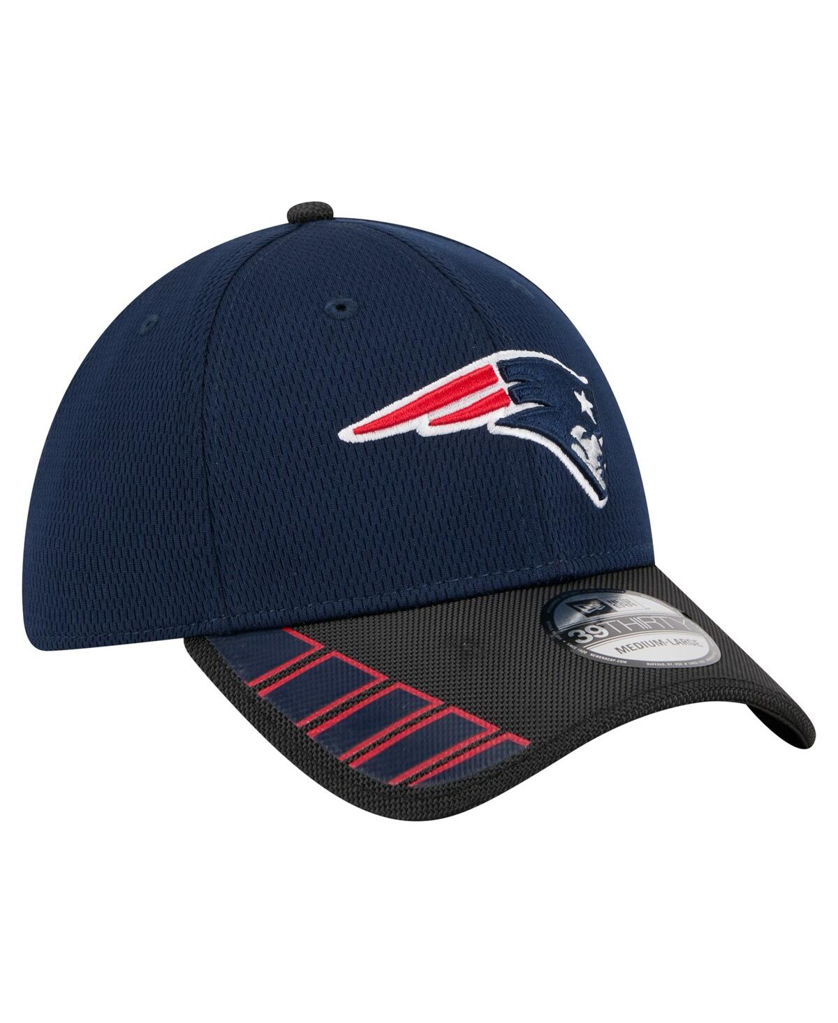 New Era Men's Navy New England Patriots Visor Hit 39thirty Flex Hat In Blue
