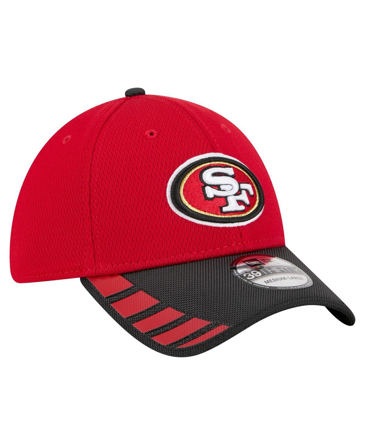 New Era Men's Scarlet San Francisco 49ers Visor Hit 39THIRTY Flex Hat