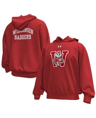 Under Armour - Men's Red Wisconsin Badgers Throwback Icon Fleece Pullover Hoodie