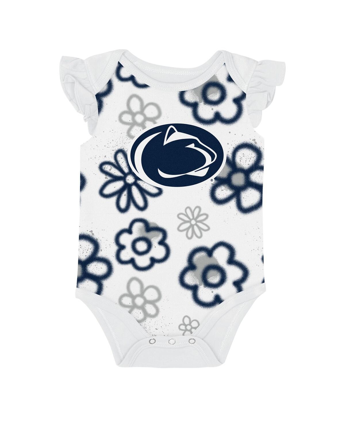 Outerstuff Girl's Baby Boys And Girls 2-piece Navy/white Penn State Nittany Lions Little Sunshine Bodysuit Set In Multi