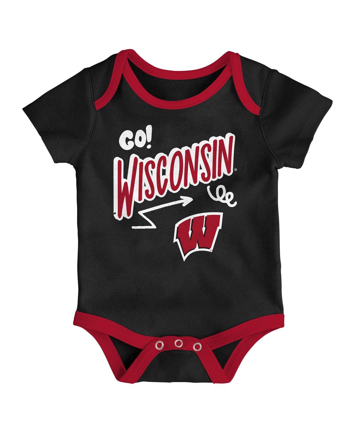 Outerstuff Baby Boys And Girls 3-pack Wisconsin Badgers All Day Play Bodysuit Set In Multi