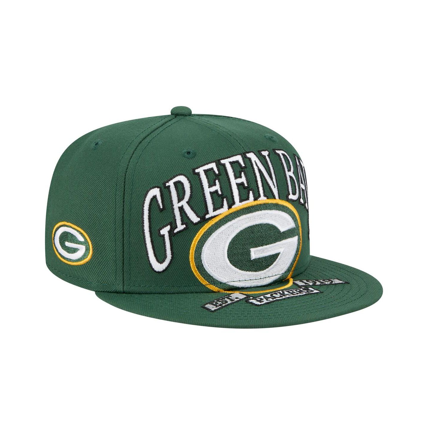 Мужская кепка New Era Green Green Bay Packers Oversized 59FIFTY Fitted Hat — фото 1