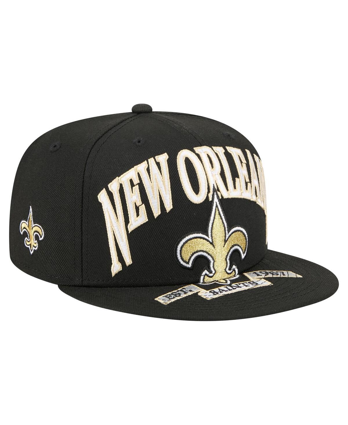 New Era Men's Black New Orleans Saints Oversized 59fifty Fitted Hat In Black