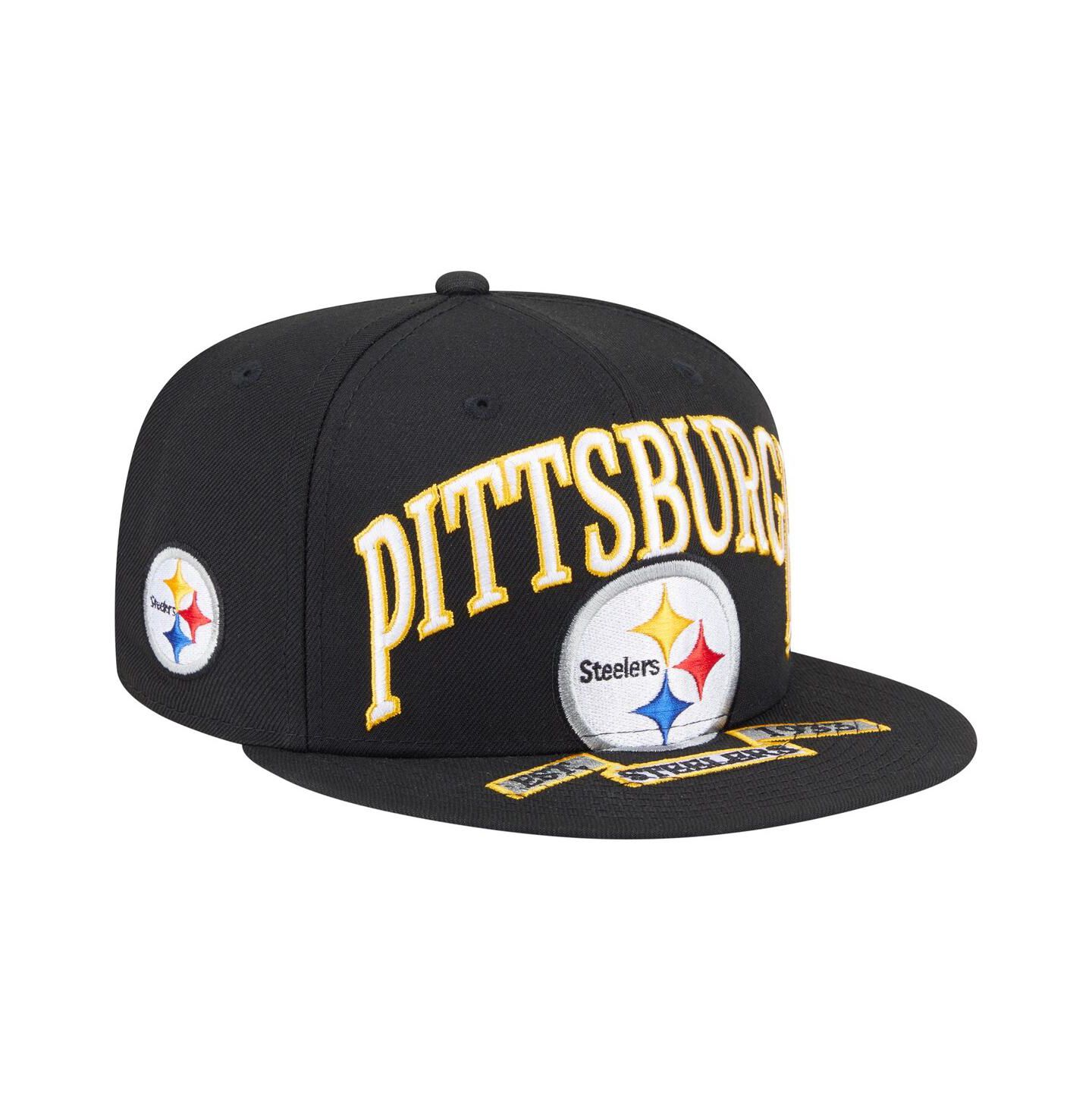 Мужская кепка New Era Black Pittsburgh Steelers Oversized 59FIFTY Fitted Hat — фото 1