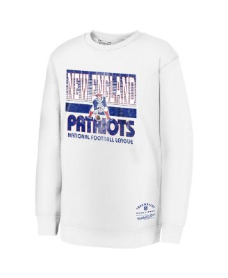 Mitchell & Ness - Big Boys and Girls White New England Patriots Retro Big Game Fleece Pullover Sweatshirt
